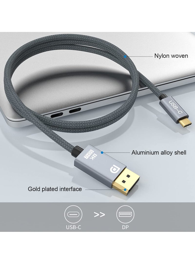 كابل USB C إلى DisplayPort، 8K 60Hz غير ثنائي الاتجاه من النوع C إلى DP بطول 6.6 قدم/2 متر (4K 60Hz 144Hz 120Hz) 32.4 جيجابت في الثانية، كابل من النوع C إلى DP لجهاز MacBook Pro، MacBook Air/iPad Pro 2020، XPS - Image 5